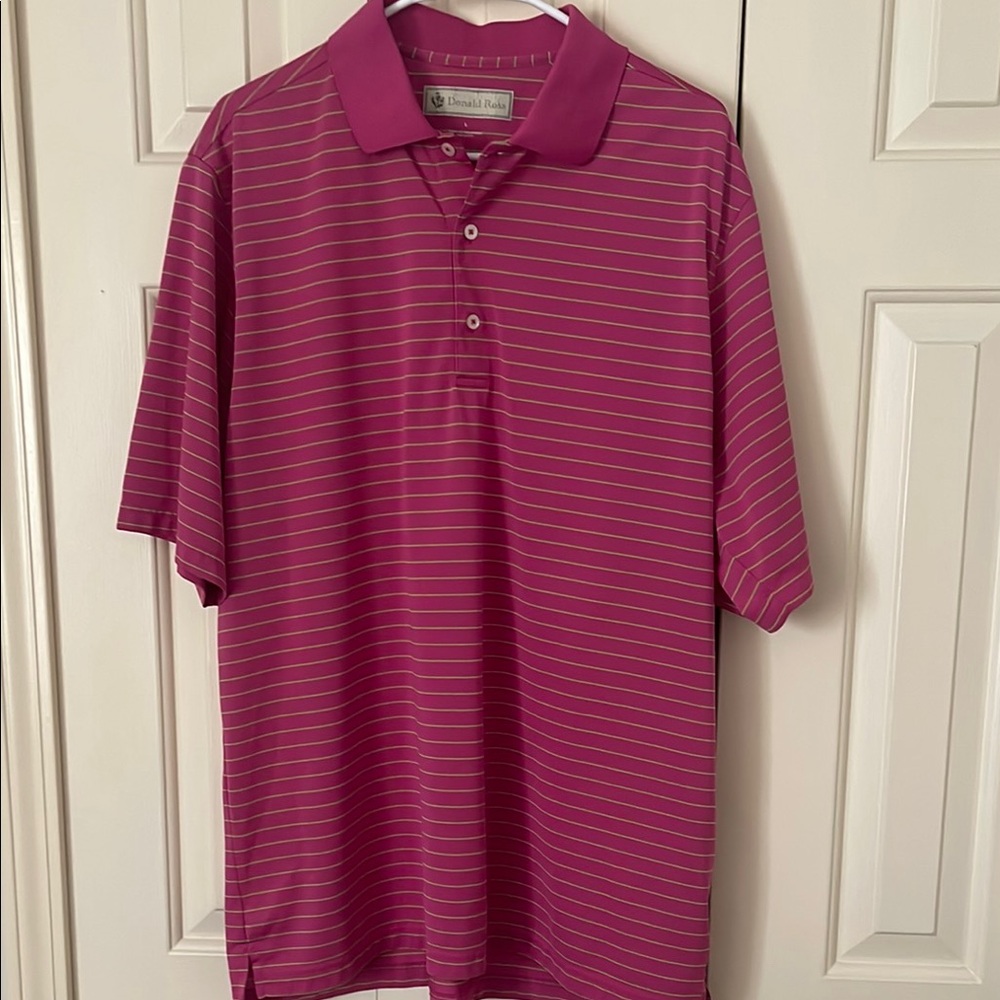 Donald Ross Pink &Tan Short Sleeve Golf Polo Size Large